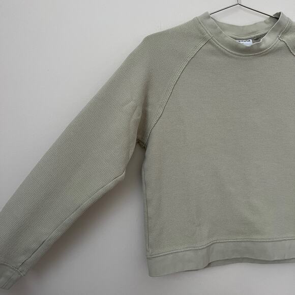 Frank and Oak Women's Light Green Waffle Knit Organic Cotton Sweatshirt Size M - Picture 3 of 14